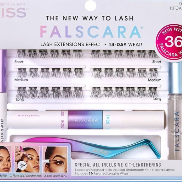 KISS Falscara Starter Kit Deluxe Lash Extension Kit 36 Lash Clusters - Picture 1 of 6